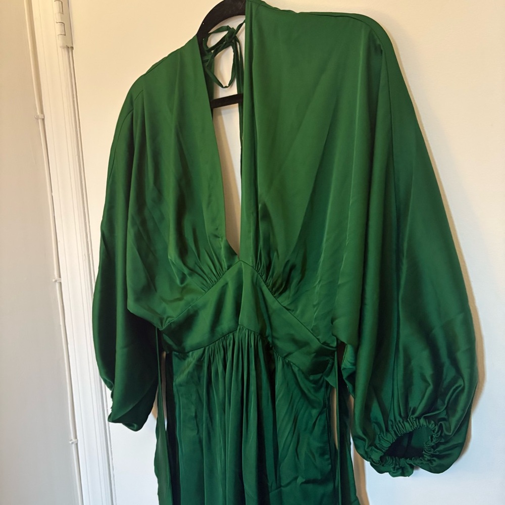 Emerald Long Sleeve Silk Dress NWOT